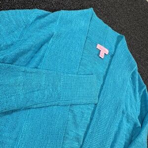 Lilly Pulitzer Open Shawl Collar Cardigan Sweater Women M Blue Light Weight